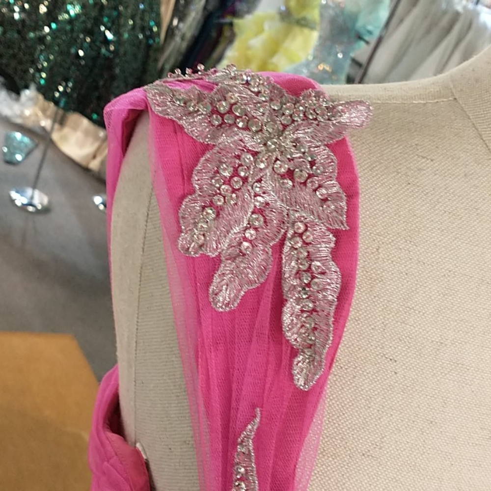Sherri Hill Rhinestone Applique Slit Front Dress - Picture 2 of 13